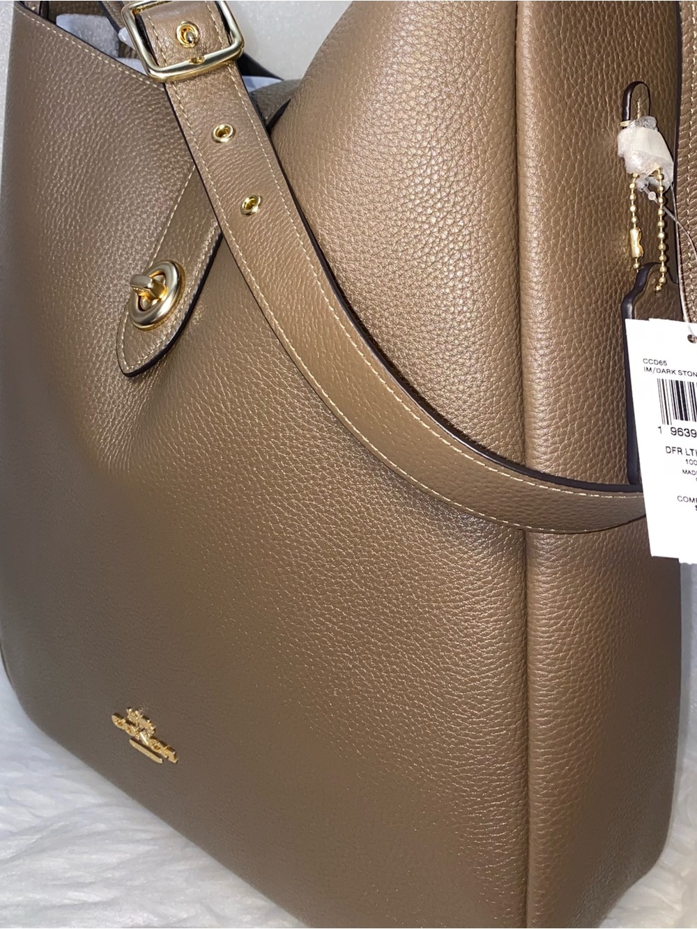 Coach Leather Purse Hadley Large Shoulder Bag Dark Stone New with tags - Picture 2 of 15